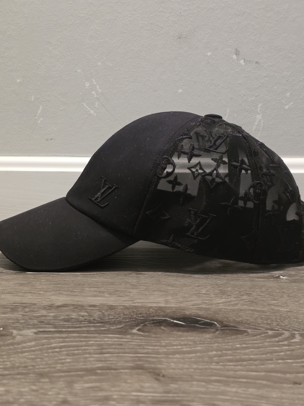 Louis Vuitton Black Monogram Mesh Baseball Cap